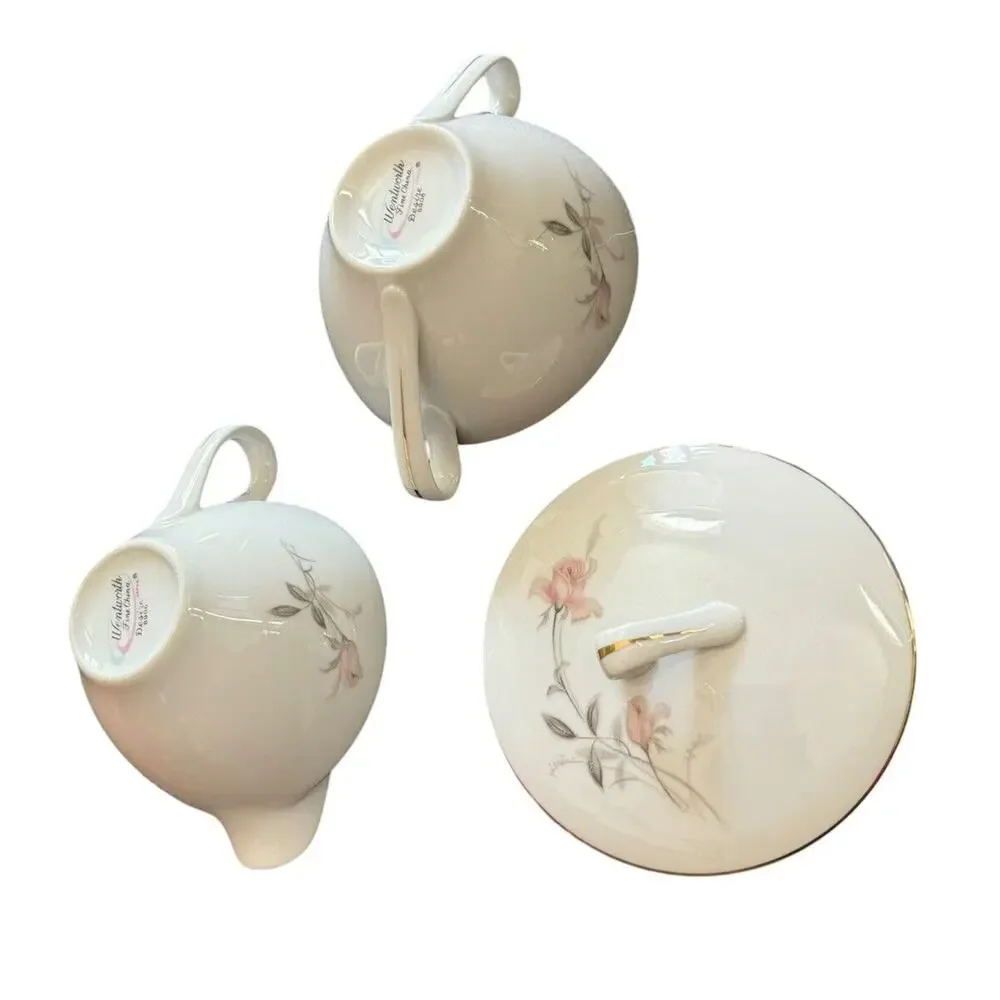 Wentworth Desire Pattern Creamer Sugar Bowl w/ Lid 8906 Fine China‎ Floral Japan
